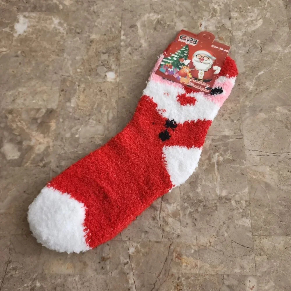 Women's Colorful Christmas Fluffy Socks (2pk)